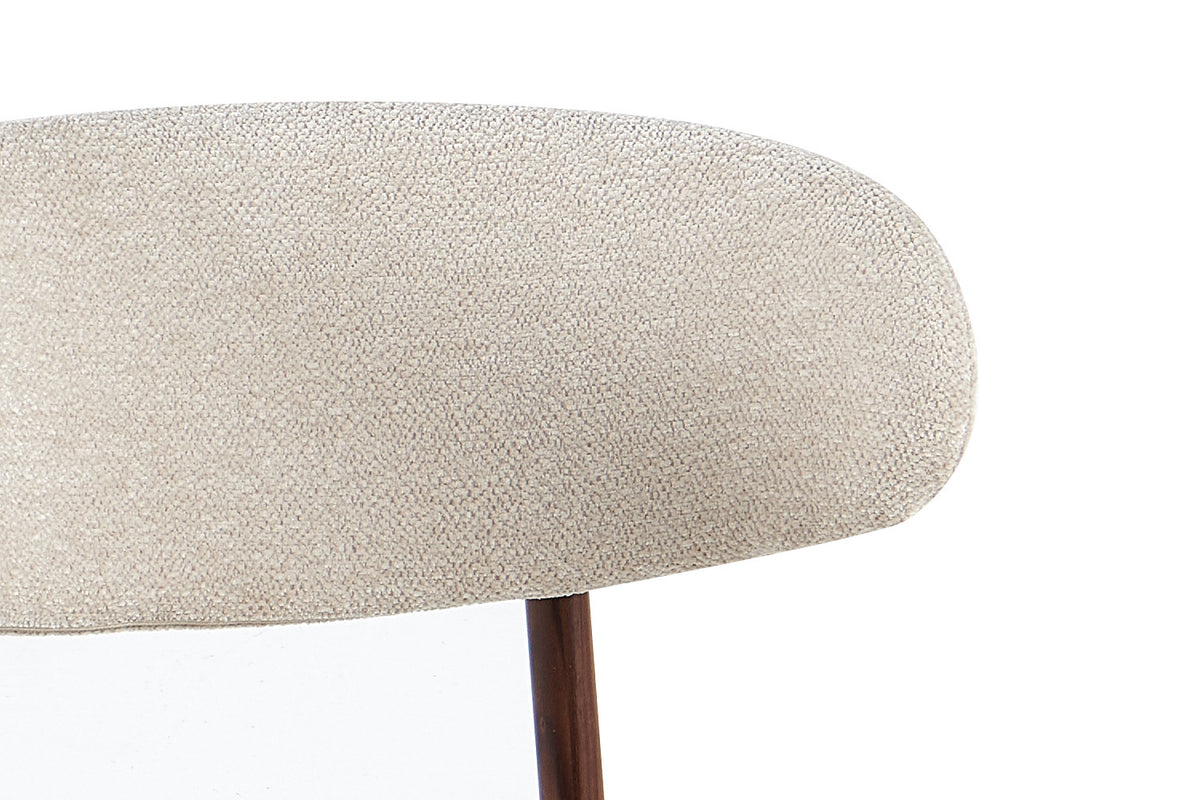 NIEUW - Stoel 'Coco' Walnoot - Stof Fabb Raven 24 Beige