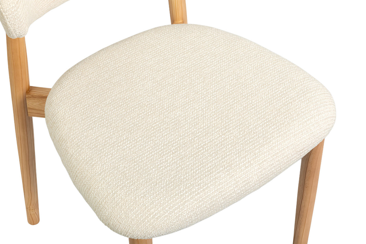 Rousseau - Chaise de salle à manger Clara - Frêne naturel - Tissu Beige - 80 x 50 x 56 cm
