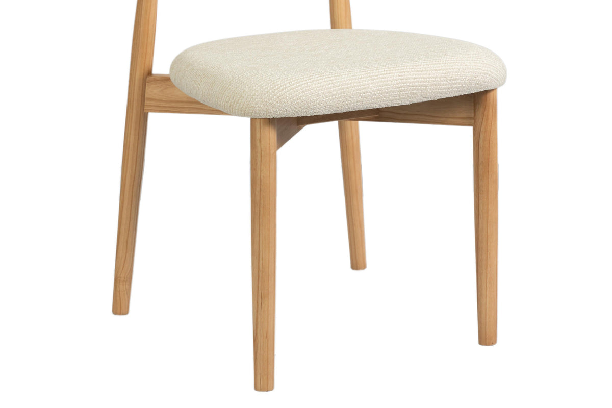 Rousseau - Chaise de salle à manger Clara - Frêne naturel - Tissu Beige - 80 x 50 x 56 cm