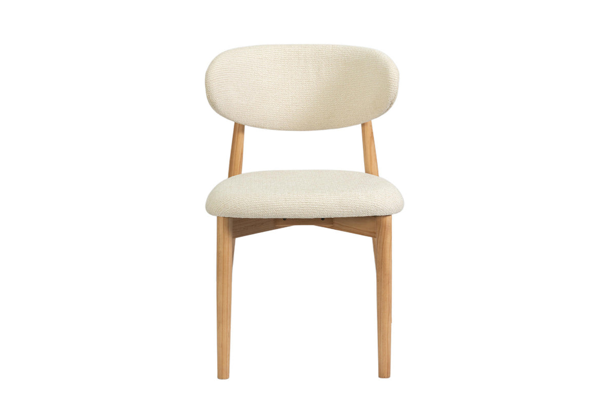 Rousseau - Chaise de salle à manger Clara - Frêne naturel - Tissu Beige - 80 x 50 x 56 cm