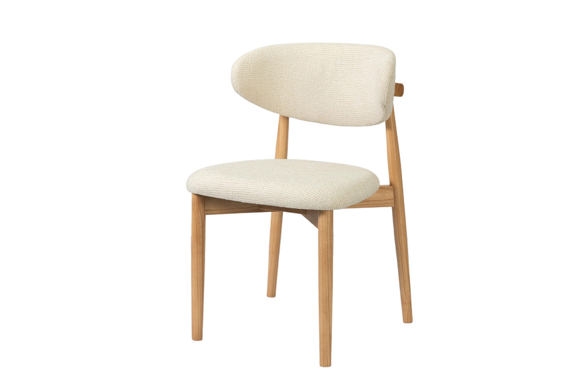 Rousseau - Chaise de salle à manger Clara - Frêne naturel - Tissu Beige - 80 x 50 x 56 cm
