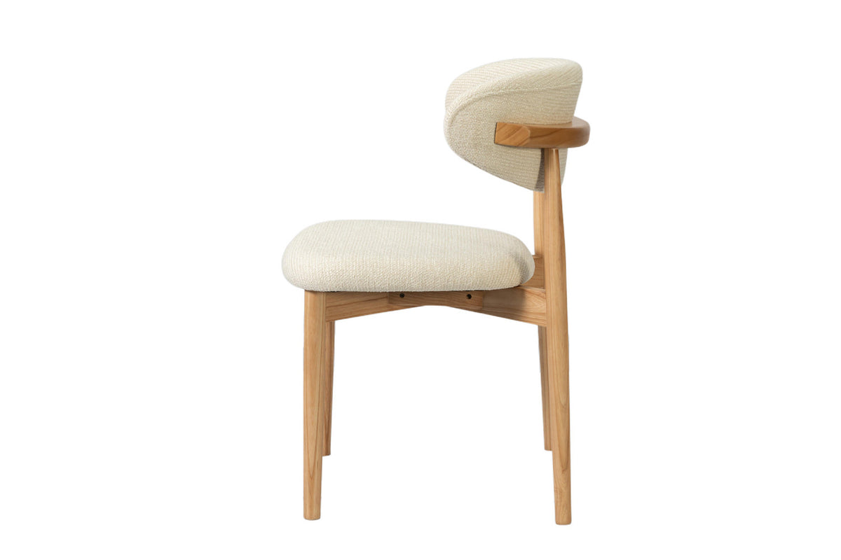Rousseau - Chaise de salle à manger Clara - Frêne naturel - Tissu Beige - 80 x 50 x 56 cm