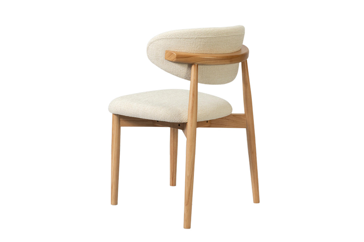 Rousseau - Chaise de salle à manger Clara - Frêne naturel - Tissu Beige - 80 x 50 x 56 cm