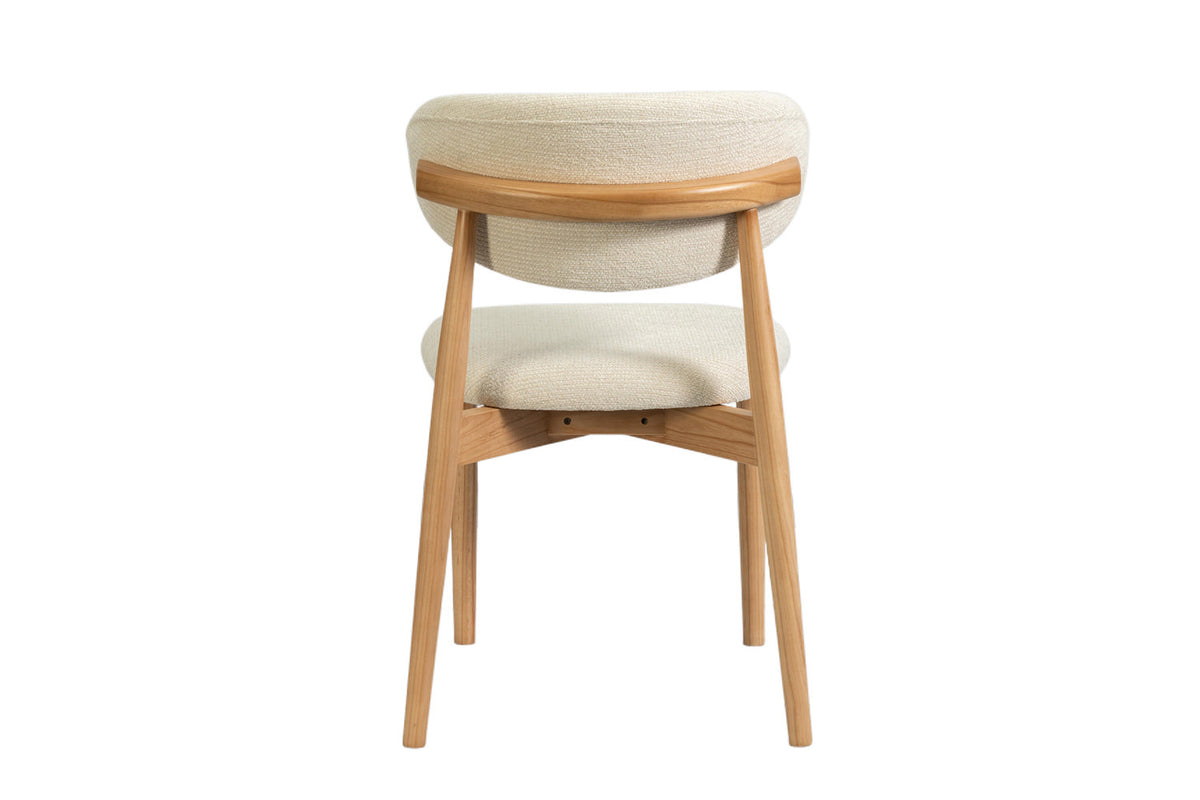 Rousseau - Chaise de salle à manger Clara - Frêne naturel - Tissu Beige - 80 x 50 x 56 cm