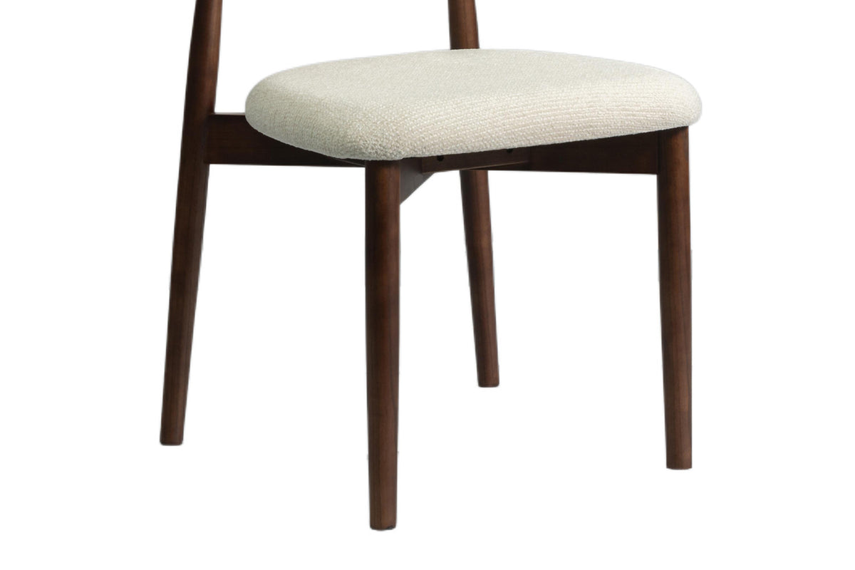Rousseau - Chaise de salle à manger Clara - Frêne noyer - Tissu Beige - 80 x 50 x 56 cm