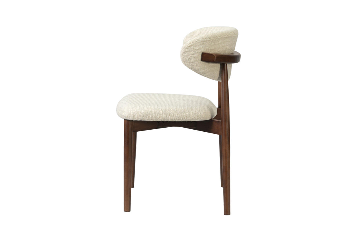Rousseau - Chaise de salle à manger Clara - Frêne noyer - Tissu Beige - 80 x 50 x 56 cm