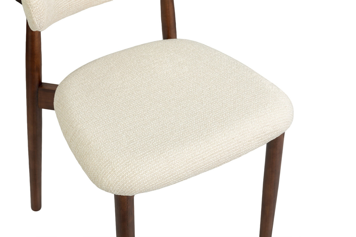 Rousseau - Chaise de salle à manger Clara - Frêne noyer - Tissu Beige - 80 x 50 x 56 cm