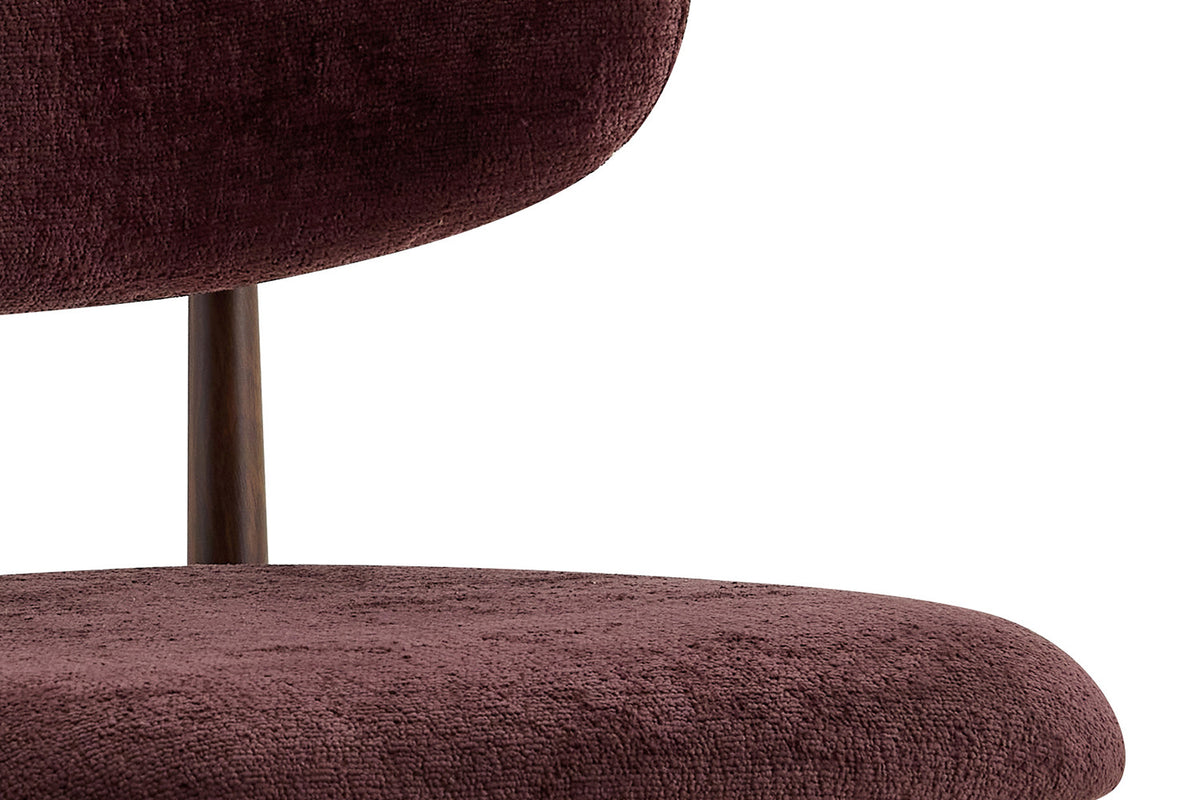 Rousseau - Chaise de salle à manger Nono - Noyer - Tissu - Violet foncé - 78,5×48,5×53 cm