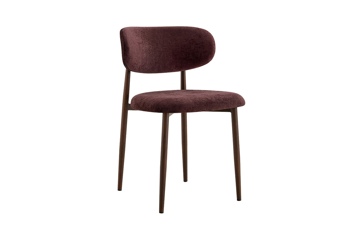 Rousseau - Chaise de salle à manger Nono - Noyer - Tissu - Violet foncé - 78,5×48,5×53 cm