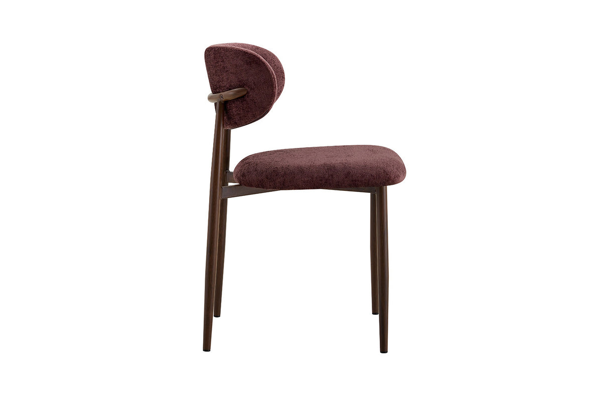 Rousseau - Chaise de salle à manger Nono - Noyer - Tissu - Violet foncé - 78,5×48,5×53 cm