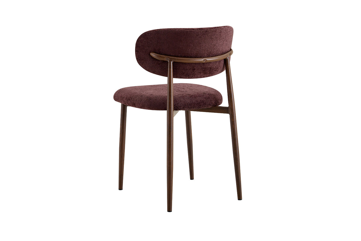 Rousseau - Chaise de salle à manger Nono - Noyer - Tissu - Violet foncé - 78,5×48,5×53 cm