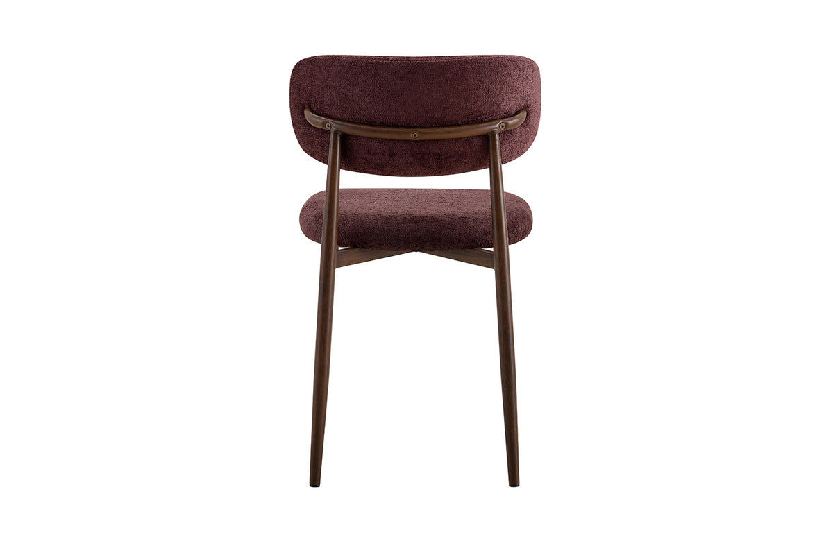Rousseau - Chaise de salle à manger Nono - Noyer - Tissu - Violet foncé - 78,5×48,5×53 cm