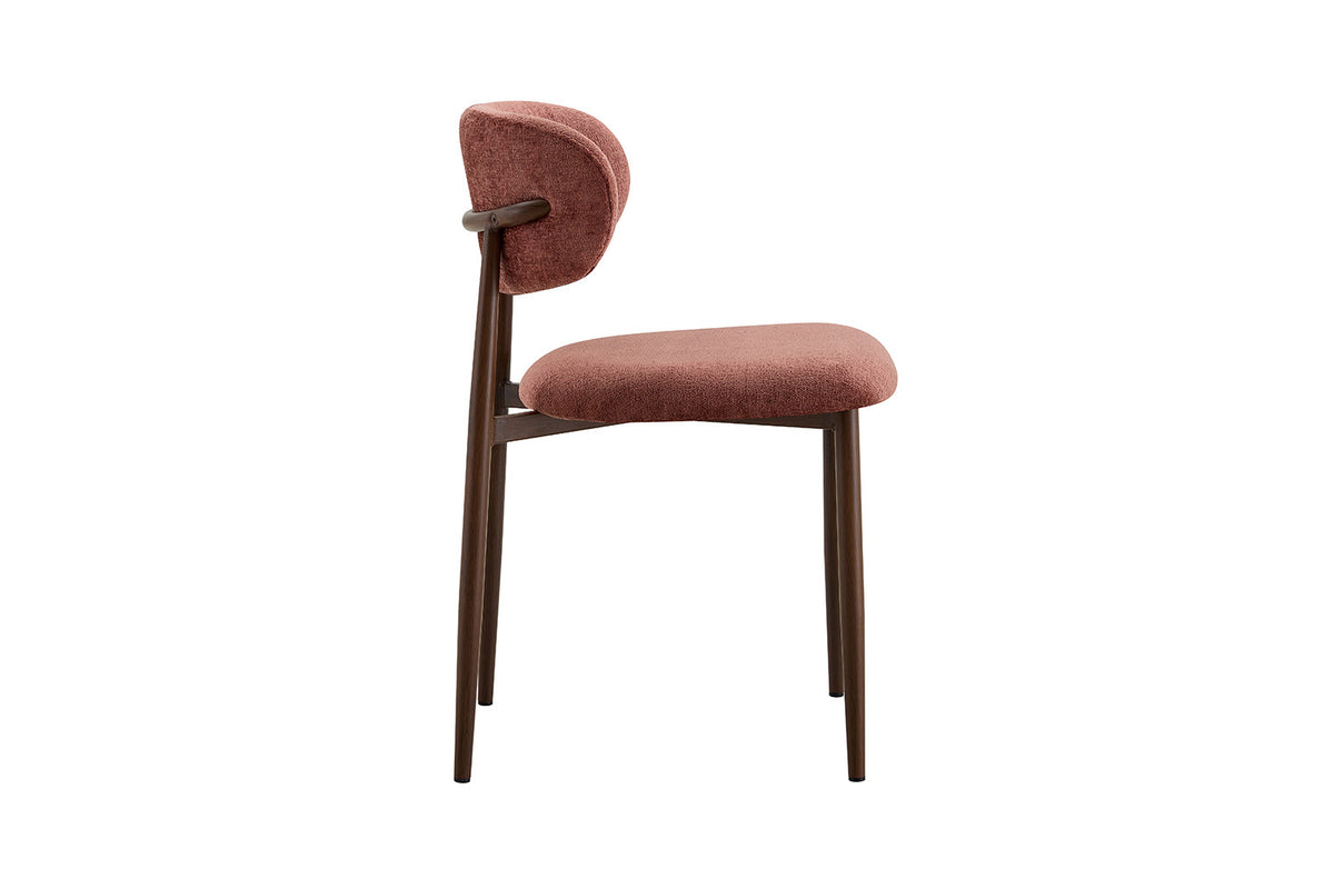 Rousseau - Chaise de salle à manger Nono - Noyer - Tissu - Rose - 78,5×48,5×53 cm