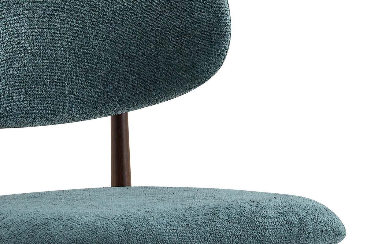 Rousseau - Chaise de salle à manger Nono - Noyer - Tissu - Bleu-vert - 78,5×48,5×53cm