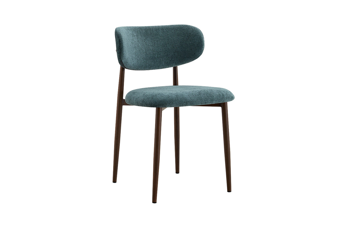 Rousseau - Chaise de salle à manger Nono - Noyer - Tissu - Bleu-vert - 78,5×48,5×53cm