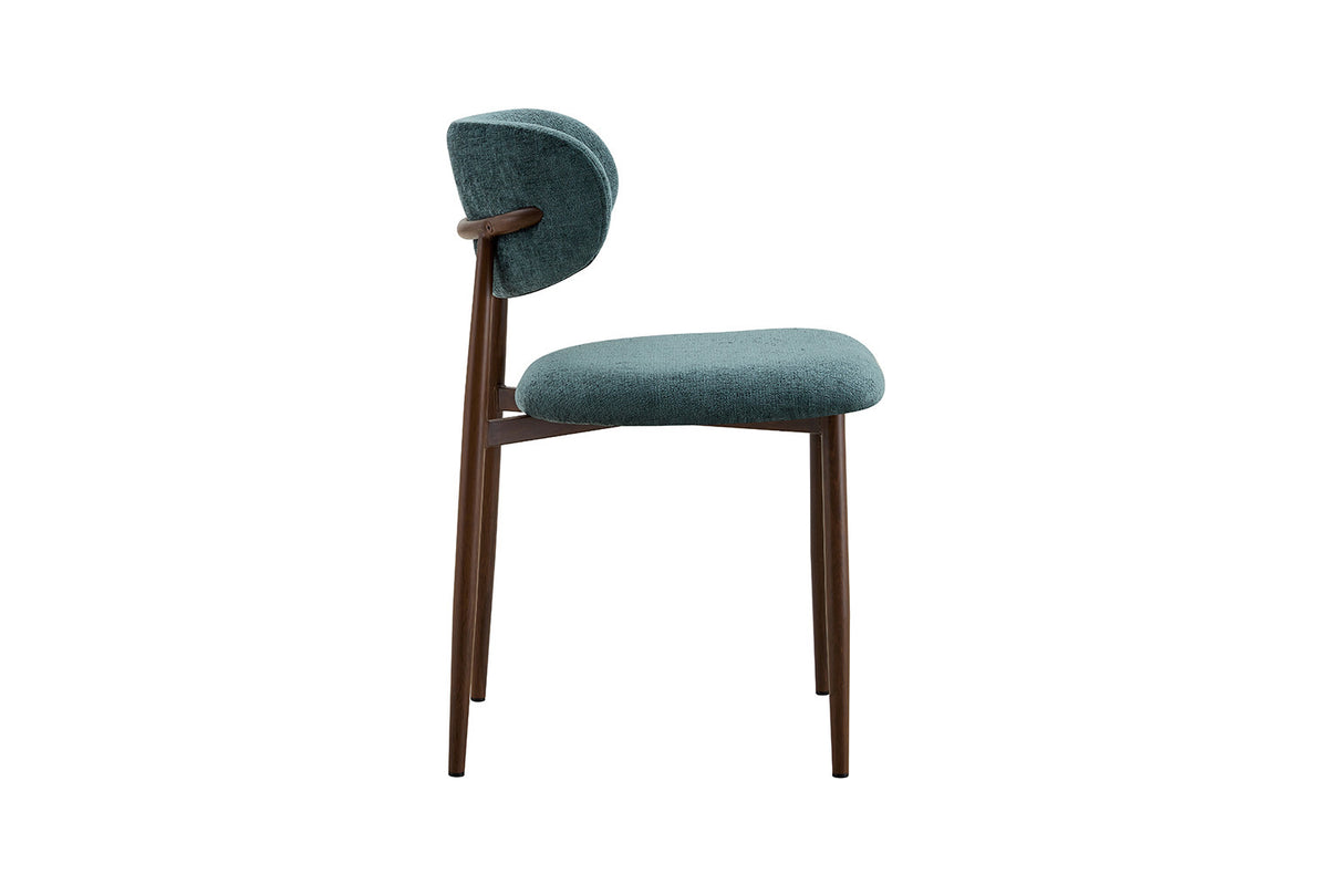 Rousseau - Chaise de salle à manger Nono - Noyer - Tissu - Bleu-vert - 78,5×48,5×53cm