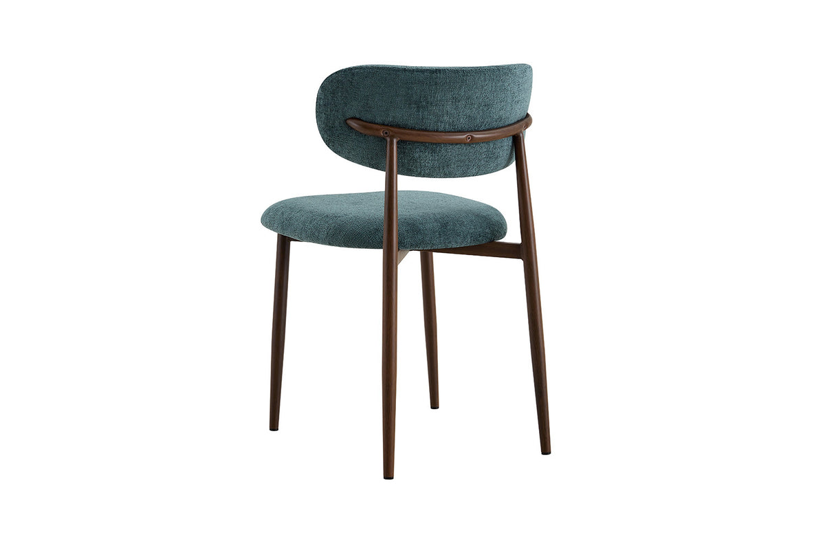 Rousseau - Chaise de salle à manger Nono - Noyer - Tissu - Bleu-vert - 78,5×48,5×53cm