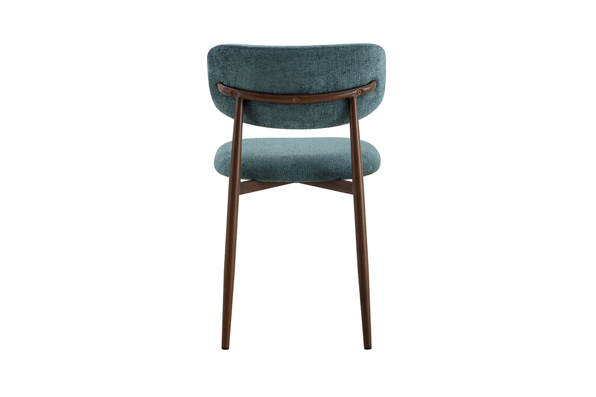 Rousseau - Chaise de salle à manger Nono - Noyer - Tissu - Bleu-vert - 78,5×48,5×53cm