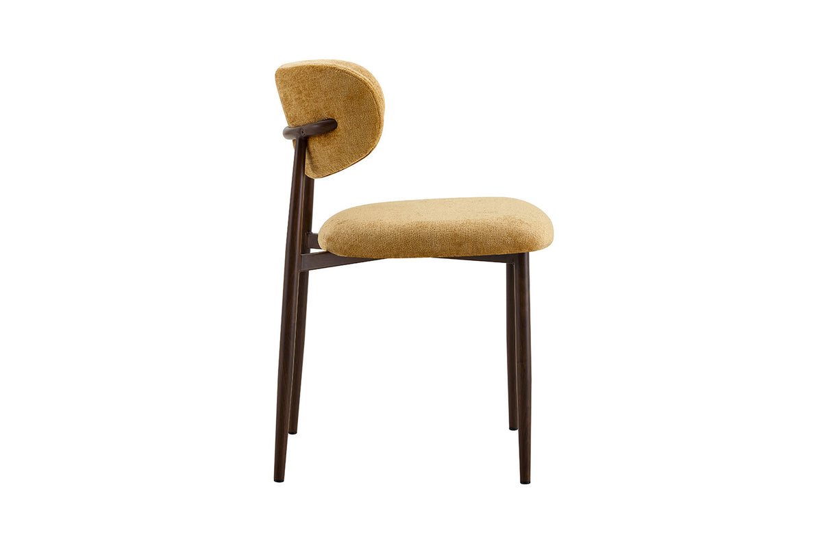 Rousseau - Chaise de salle à manger Nono - Noyer - Tissu - Jaune - 78,5×48,5×53 cm