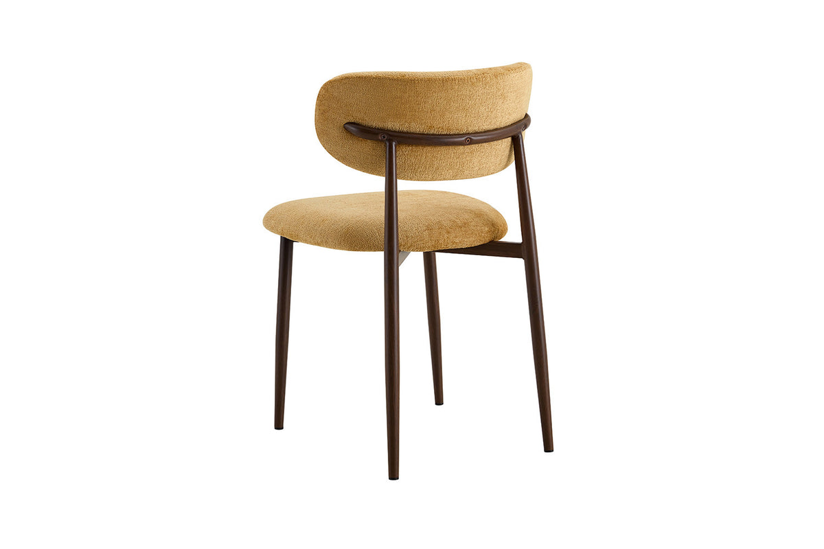 Rousseau - Chaise de salle à manger Nono - Noyer - Tissu - Jaune - 78,5×48,5×53 cm