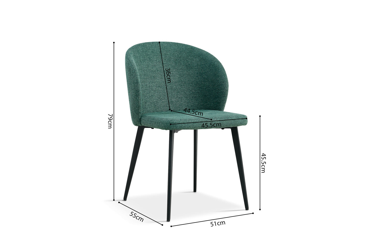 Rousseau - Stoel Toledo Stof Groen - 80x51x55 cm