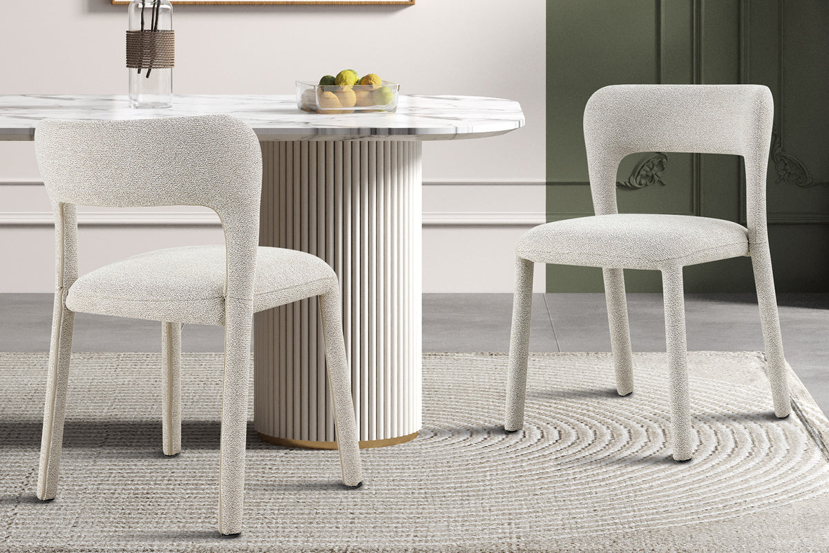 NOUVEAU - Chaise « Elvas » Empilable Tissu Ote Sahara 152 Écru