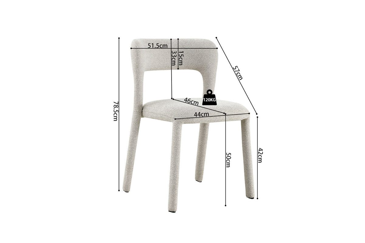 NOUVEAU - Chaise « Elvas » Empilable Tissu Ote Sahara 152 Écru