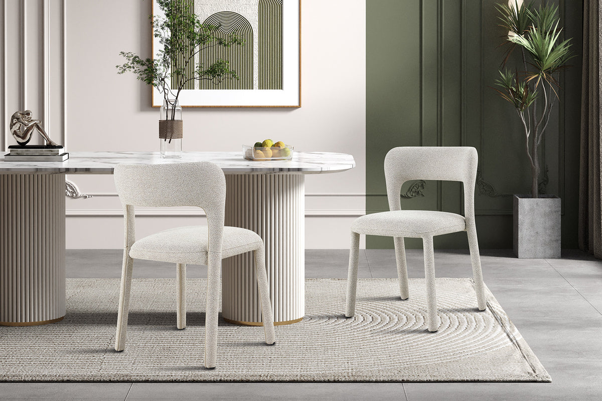 NOUVEAU - Chaise « Elvas » Empilable Tissu Ote Sahara 152 Écru