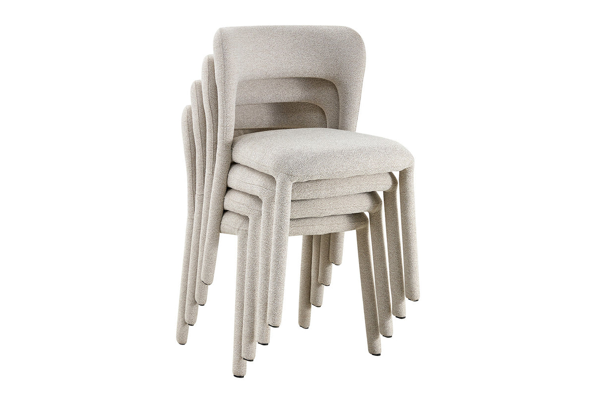 NOUVEAU - Chaise « Elvas » Empilable Tissu Ote Sahara 152 Écru