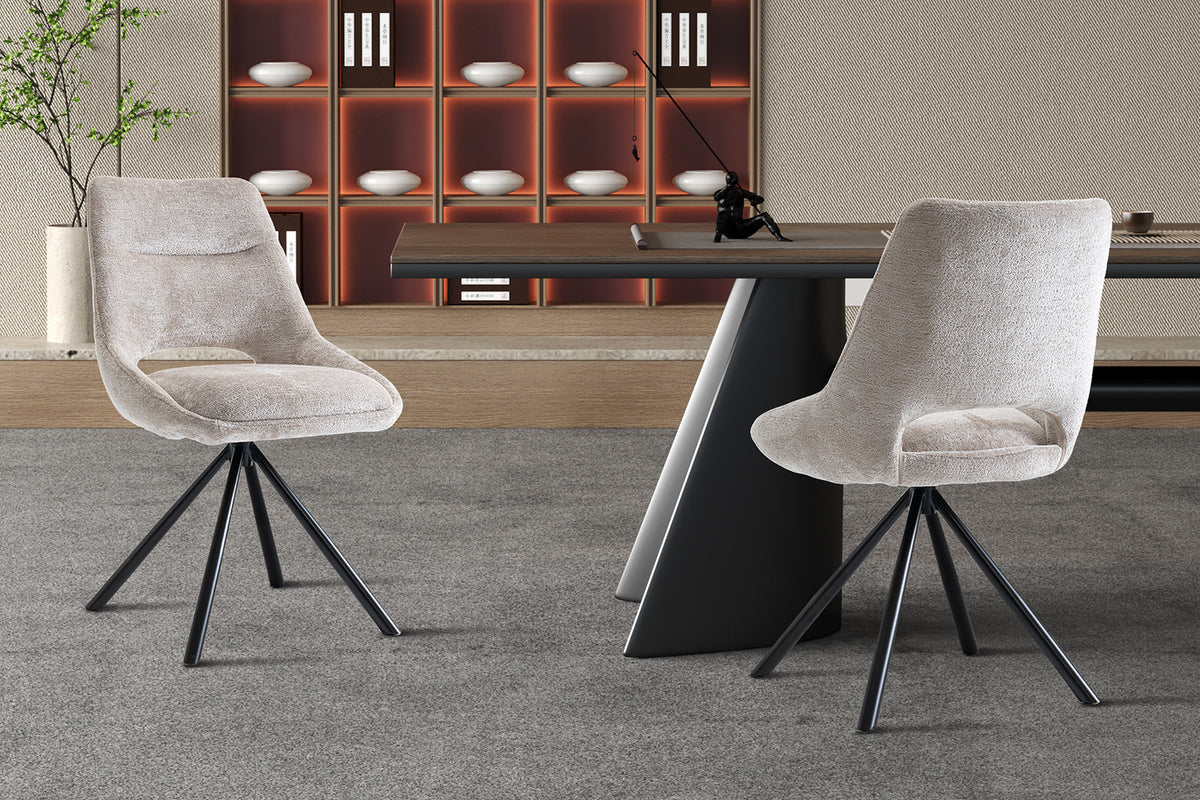 Rousseau - Chaise Dante - Tissu Beige - 85.5x51x60 cm