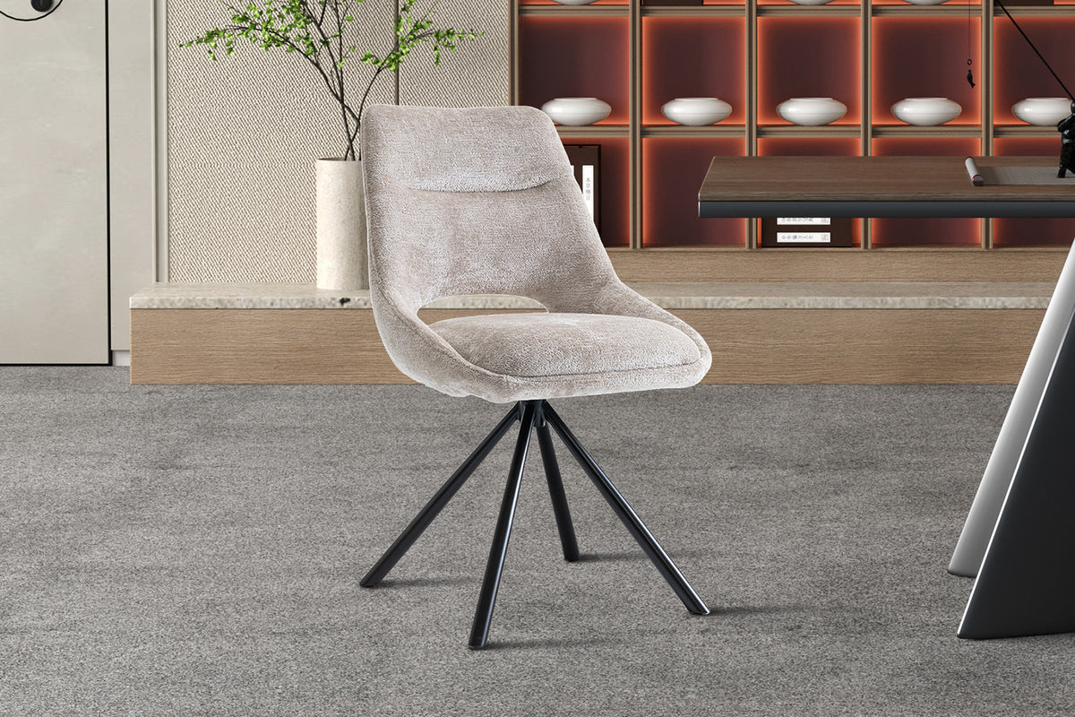 Rousseau - Chaise Dante - Tissu Beige - 85.5x51x60 cm