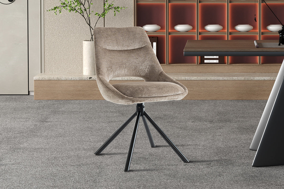 Rousseau - Chaise Dante - Tissu Taupe - 85.5x51x60 cm