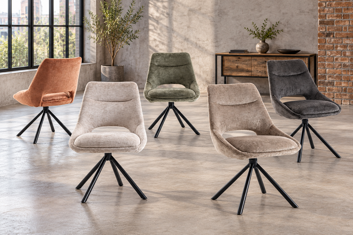 Rousseau - Chaise Dante - Tissu Taupe - 85.5x51x60 cm