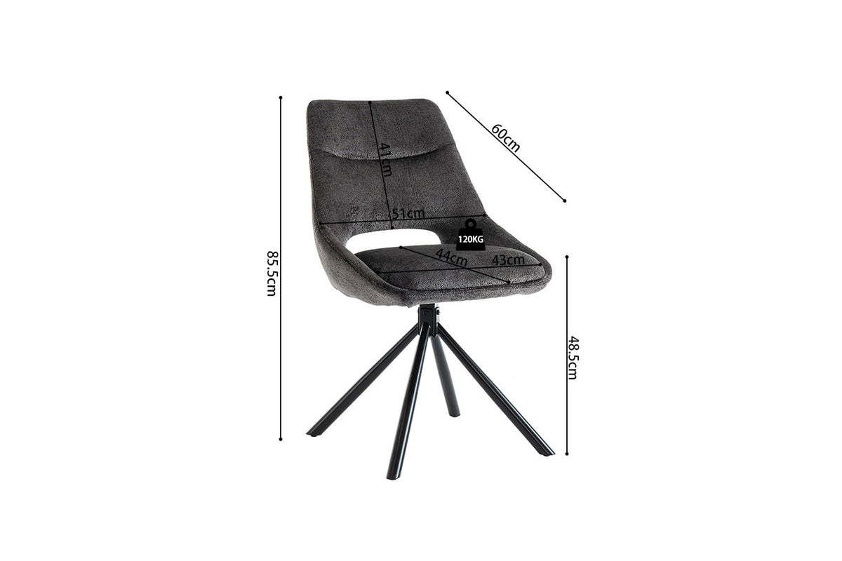 Rousseau - Chaise Dante - Tissu Gris - 85.5x51x60 cm
