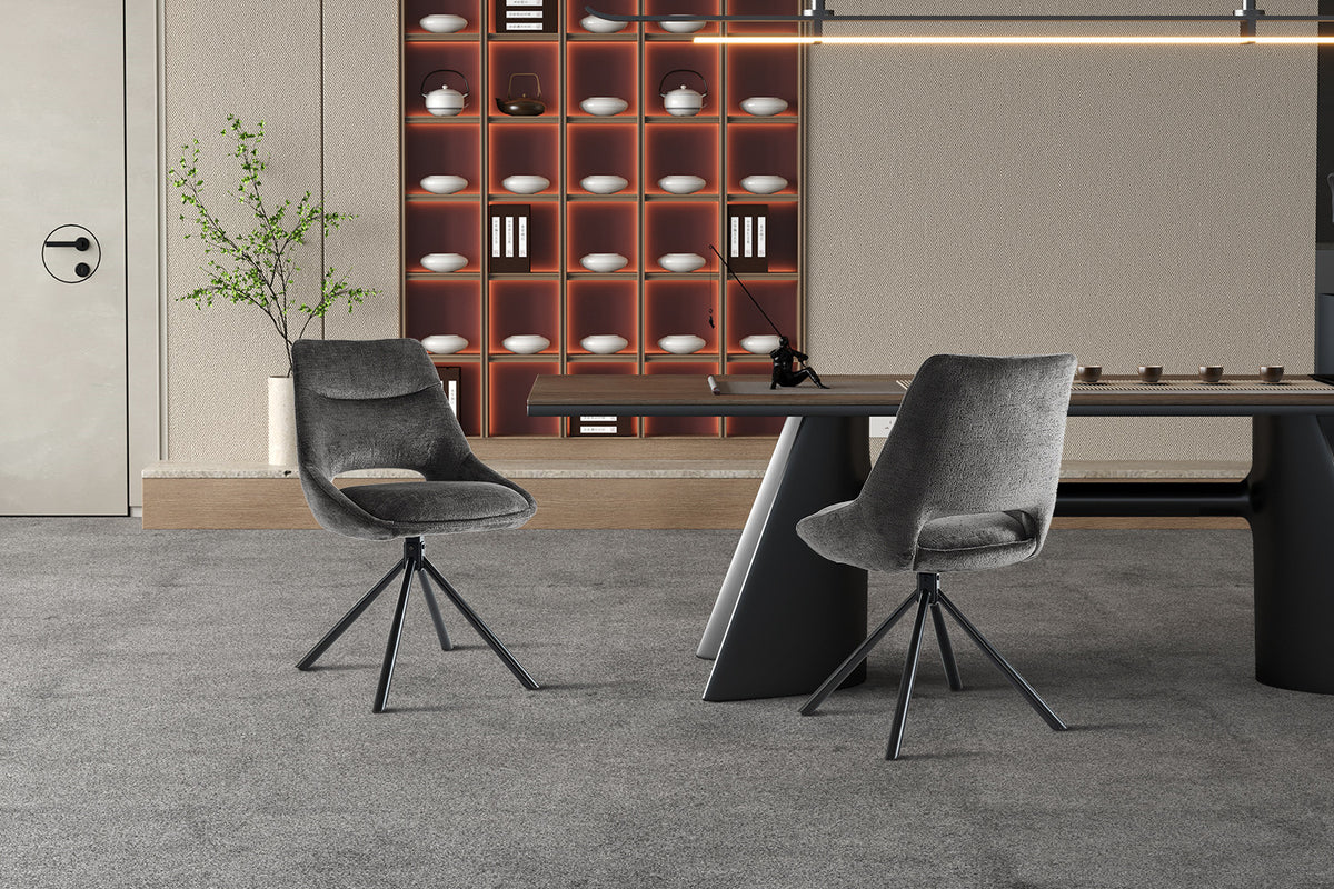 Rousseau - Chaise Dante - Tissu Gris - 85.5x51x60 cm
