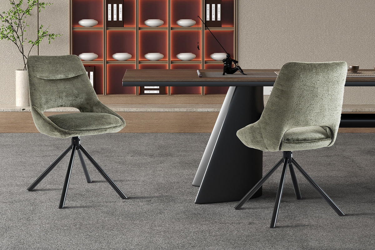Rousseau - Chaise Dante - Tissu vert - 85.5x51x60 cm