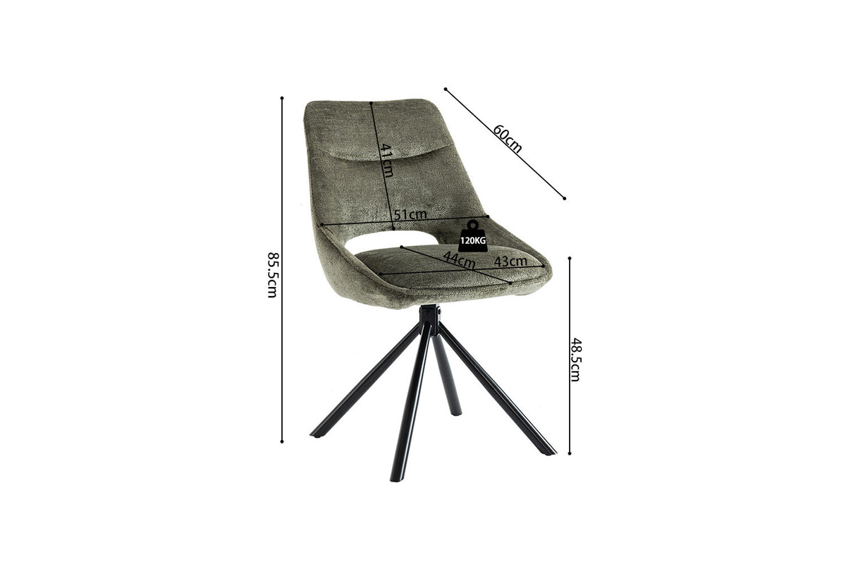 Rousseau - Chaise Dante - Tissu vert - 85.5x51x60 cm