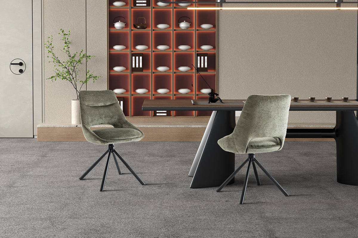 Rousseau - Chaise Dante - Tissu vert - 85.5x51x60 cm