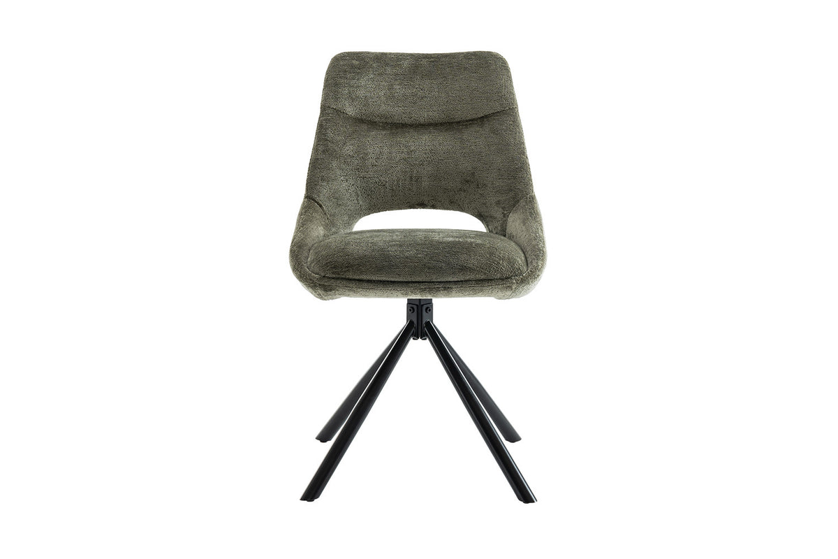 Rousseau - Chaise Dante - Tissu vert - 85.5x51x60 cm