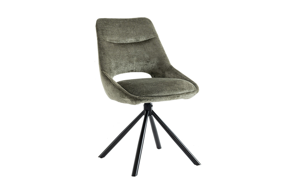 Rousseau - Chaise Dante - Tissu vert - 85.5x51x60 cm