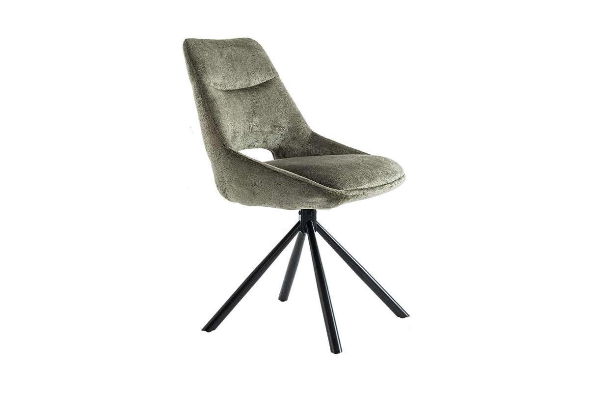 Rousseau - Chaise Dante - Tissu vert - 85.5x51x60 cm