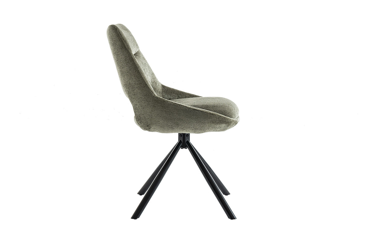 Rousseau - Chaise Dante - Tissu vert - 85.5x51x60 cm