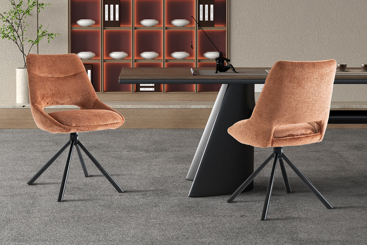 Rousseau - Chaise Dante - Tissu Rouille - 85,5x51x60 cm