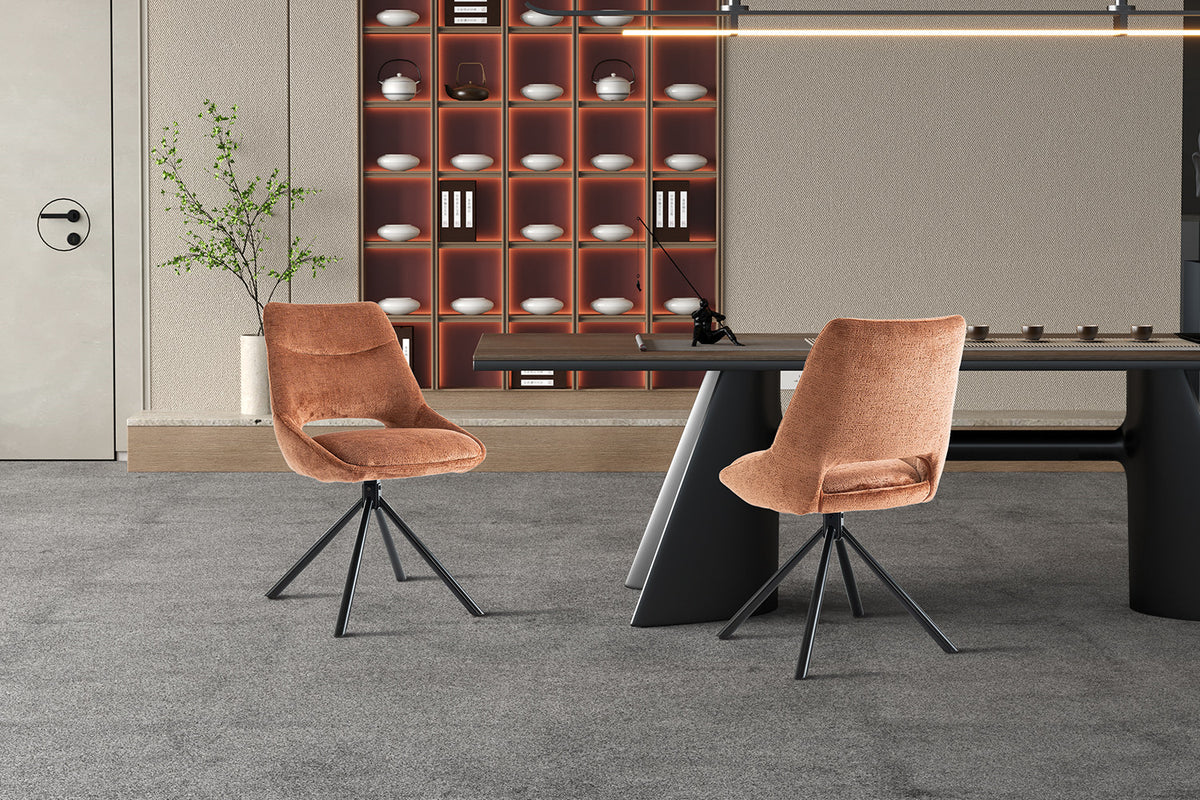 Rousseau - Chaise Dante - Tissu Rouille - 85,5x51x60 cm