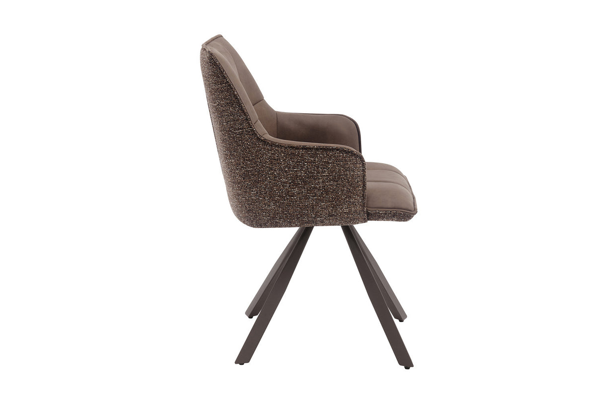 Rousseau - Chaise de salle à manger Solenne - Pivotante - Tissu Marron - 88 x 55 x 62 cm