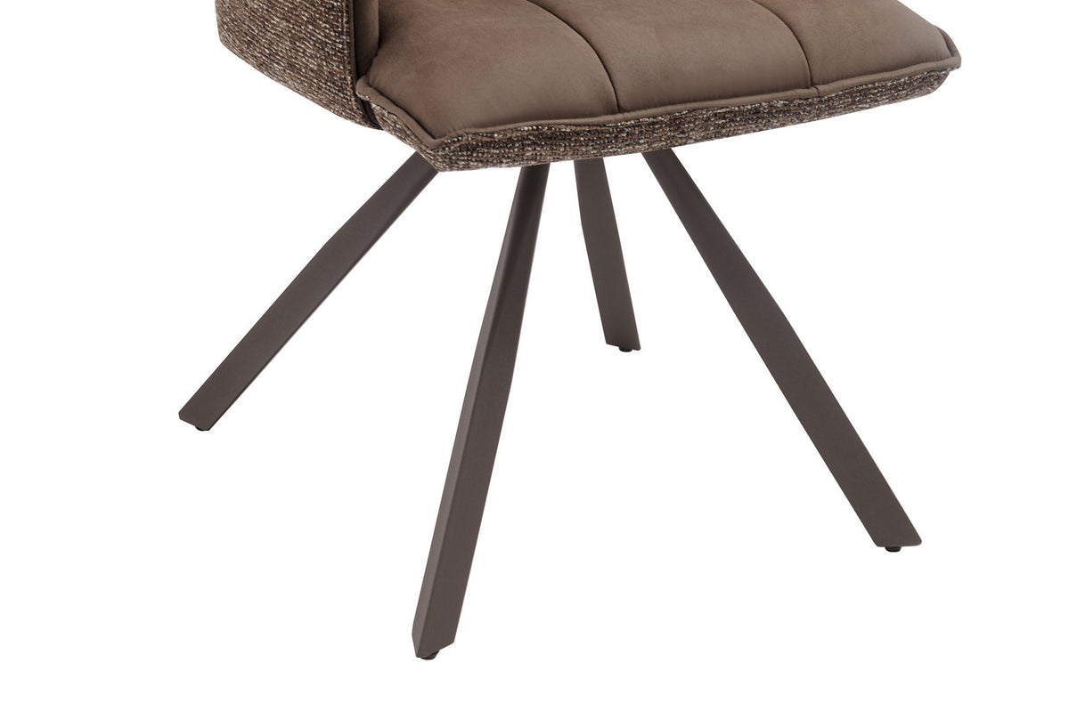 Rousseau - Chaise de salle à manger Solenne - Pivotante - Tissu Marron - 88 x 55 x 62 cm