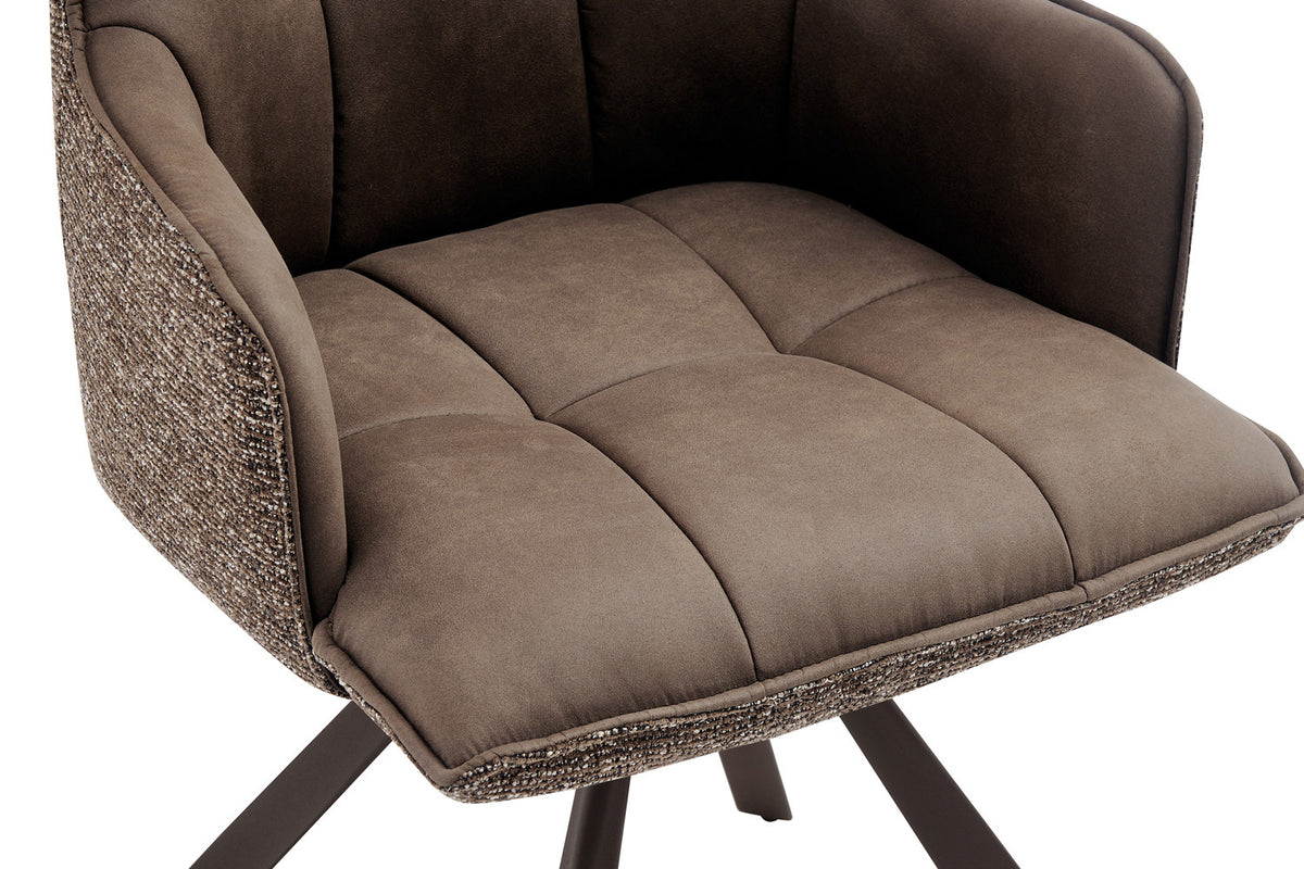Rousseau - Chaise de salle à manger Solenne - Pivotante - Tissu Marron - 88 x 55 x 62 cm