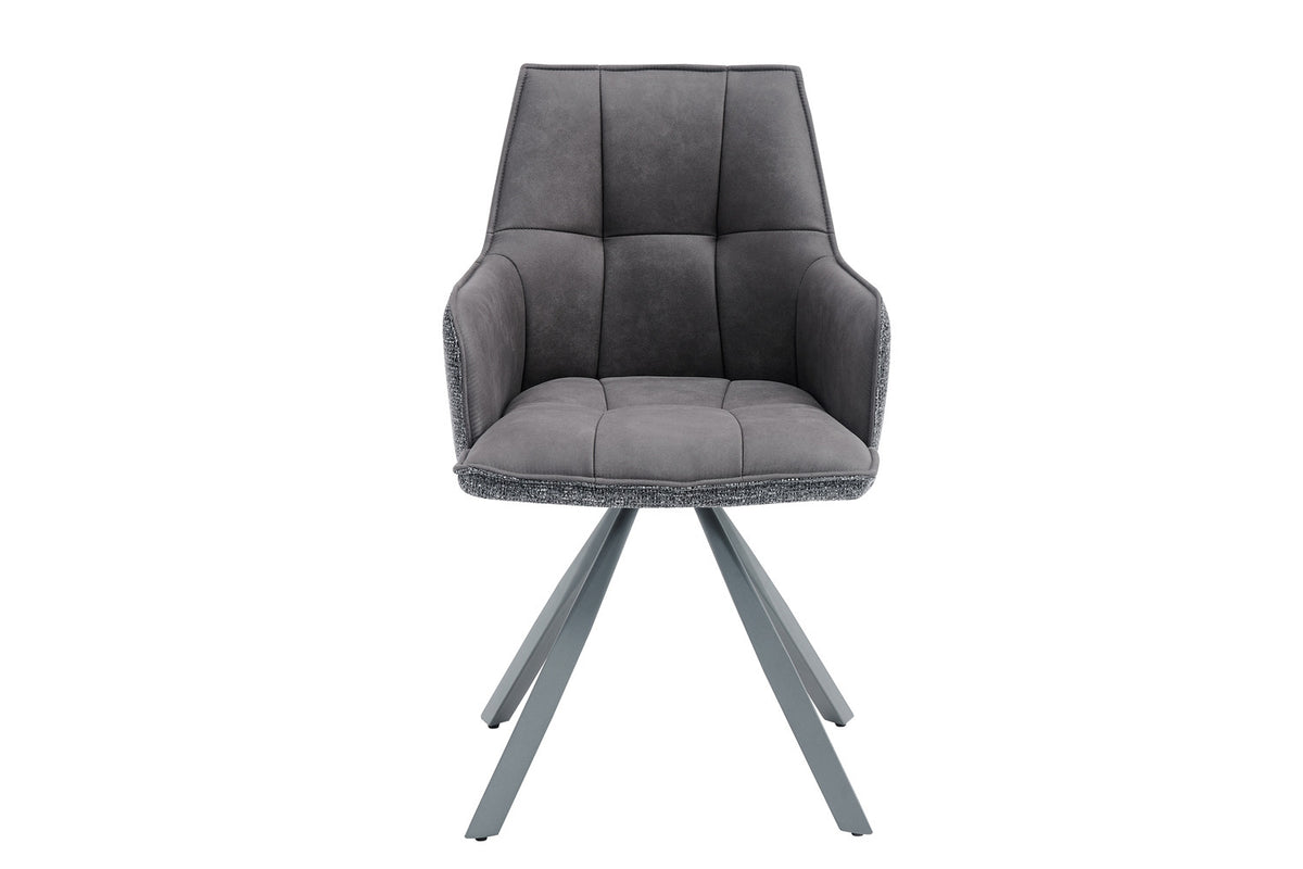 Rousseau - Chaise de salle à manger Solenne - Pivotante - Tissu Gris foncé - 88 x 55 x 62 cm