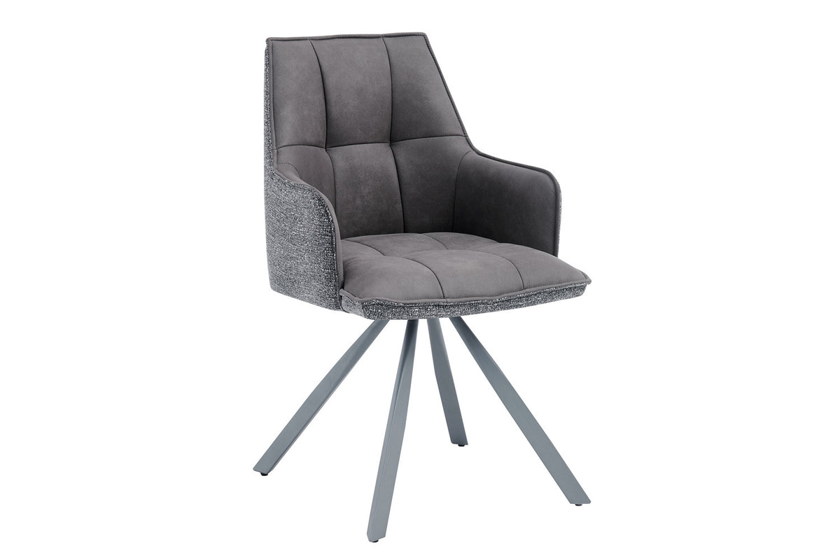 Rousseau - Chaise de salle à manger Solenne - Pivotante - Tissu Gris foncé - 88 x 55 x 62 cm