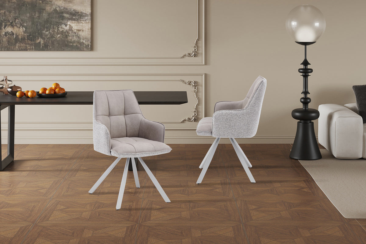 Rousseau - Chaise de salle à manger Solenne - Pivotante - Tissu Beige - 88 x 55 x 62 cm